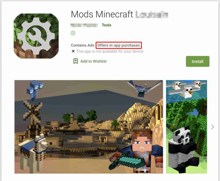 Google Play（卡巴斯基）中的恶意 Minecraft modpacks 之一